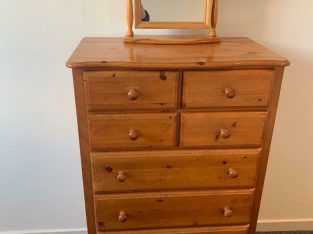 LARGE PINE CHEST WITH MIRROR