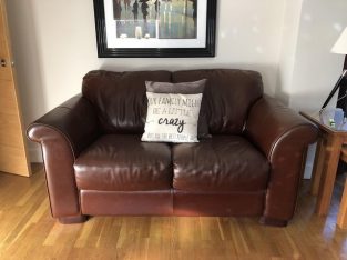2 x Brown leather sofas