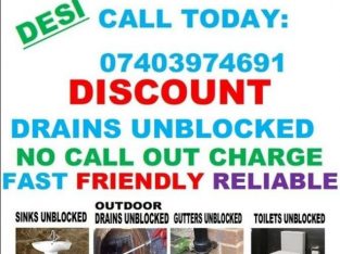 DISCOUNT DRAINS UNBLOCKED SERVICES – TOILET REPAIR INSTALL- NO CALL OUT CHARGE – ⭐⭐⭐⭐⭐