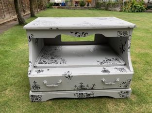 TV Cabinet Stand Shabby Chic Grey Vintage