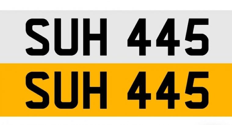 private plate SUH 445 cherrished number plate