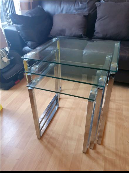 Nest of glass tables from Next, side table