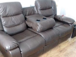 Recliner leather three seater