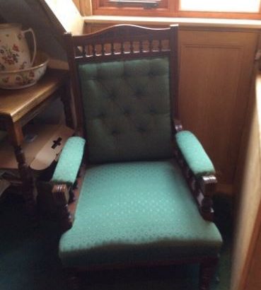 Quality Vintage Armchair with matching foot stool plus a very good quality side table.