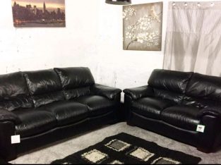 Ex display Real leather Black 3+2 seater sofas