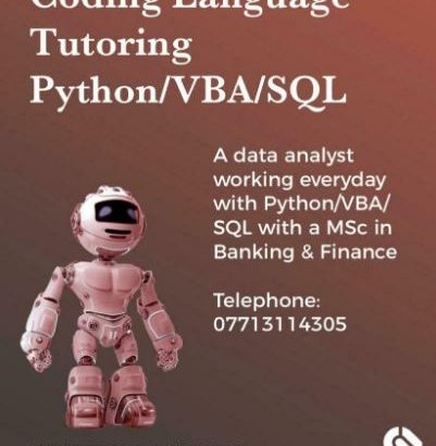 Python/VBA/SQL coding tutoring