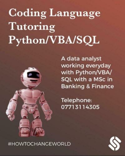 Python/VBA/SQL coding tutoring