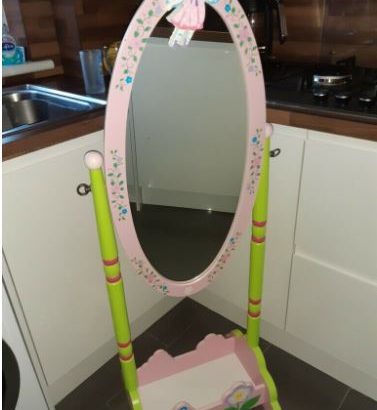 Girls full length fairy bedroom mirror with storage