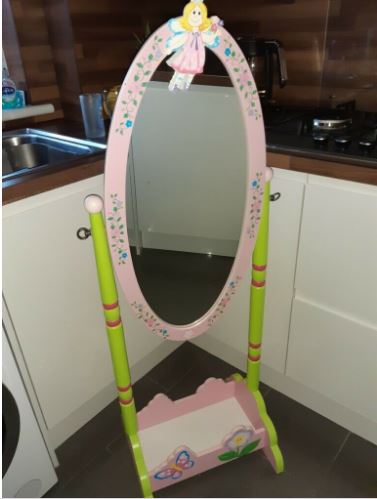 Girls full length fairy bedroom mirror with storage