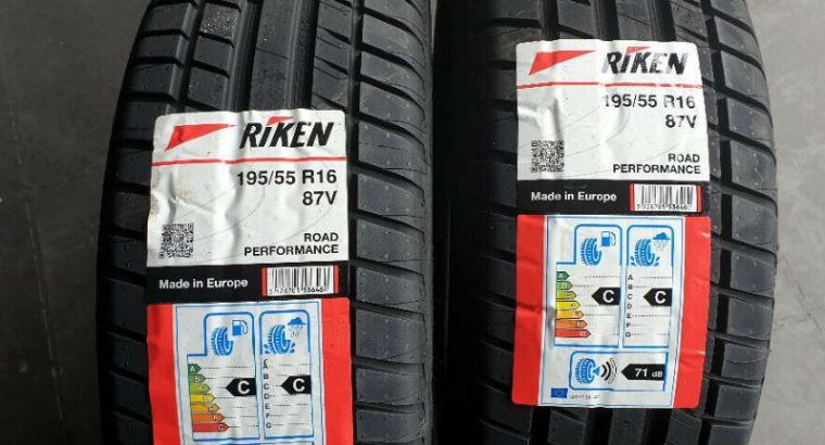 195 55 16 87V 2 x tyres Riken Road Performance NEW!
